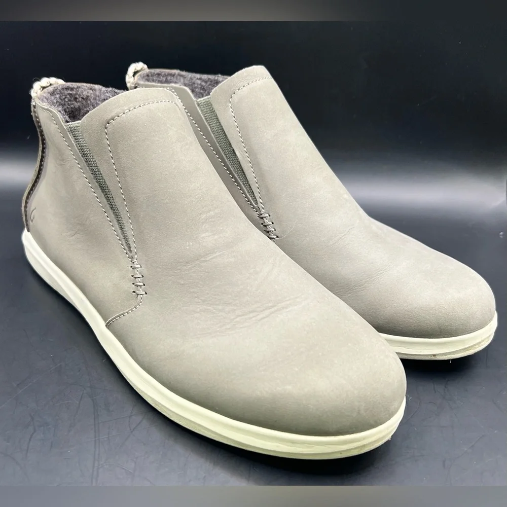 OluKai Women's Gray/Brown, Slip-On Sneakers-‎ Size:9, Hawai’iloa Manu Hope